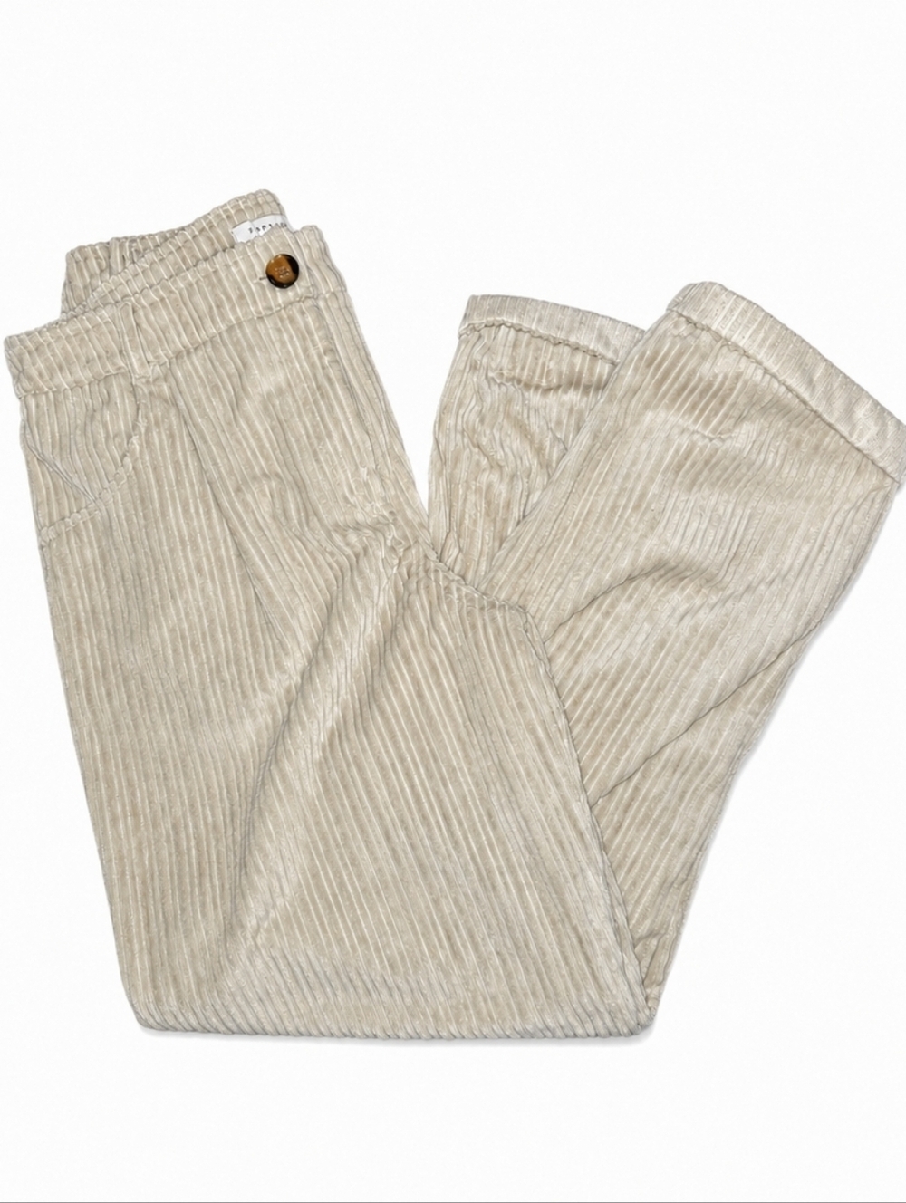 Topshop Cream Crushed Velvet Wide Leg Pants US 8 Y2K Velour Corduroy Trousers